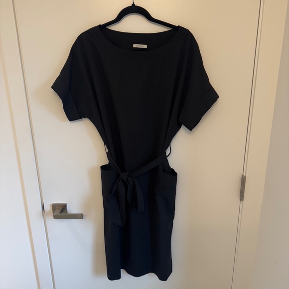 Aritzia Babaton Albin Black Belted Short Sleeve Pocket Dress - Picture 2 of 6